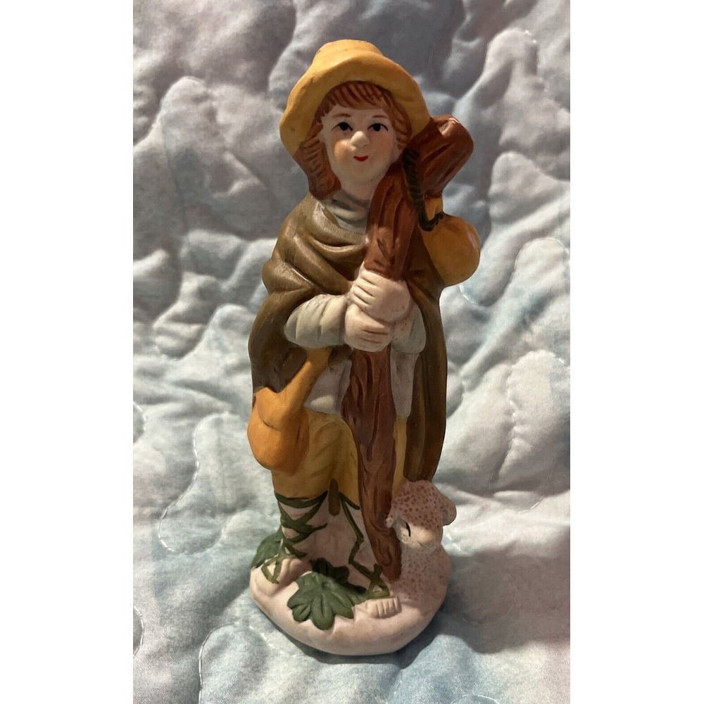 Vintage Replacement Ceramic Nativity Scene Set‎ Figurine Shepherd Hand painted